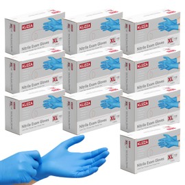KLIZZA Nitrile Gloves Disposable, Latex Free, Powder Free Cleaning Gloves, 4 Mil Thick Rubber Gloves for Cooking, Food Prep, Exam, Blue 1000 PCS, Medium