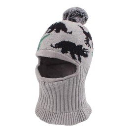 Zsedrut Toddler Kids Winter Hats for Girls Boys Warm Balaclava Hat with Fleece Lined Thick Knit Beanies Cap (Dinosaur Gray, S)