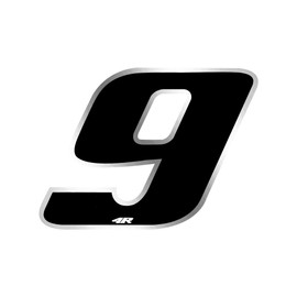 4R Quattroerre.it 13009 Race Number 9 Motorbike Sticker Black Anodised 100x130mm