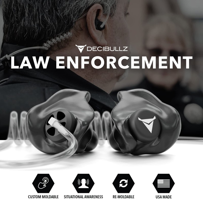 Decibullz Custom Moulded Security Two-Way Radio Surveillance Earpiece Set, Thermo-Fit