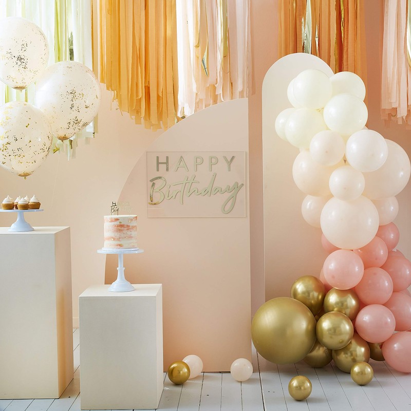 Ginger Ray Gold Foil and Peach Paper Streamer Party Backdrop