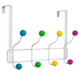 LYNK Professional® Home™ Over Door Ball Hooks Rack - 8 Hook Over Door Hanger - Over Door Towel Rack - Over Door Hooks for Hanging Towels or Clothes - for Bathroom, Bedroom or Laundry Room (Black)