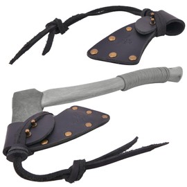 Leather Hatchet Sheath Axe Holster, Buffalo Hide Axe Head Cover with Belt Loops Axe Protector (Blade C: 3 3/4" ~ 4 1/8", Black)