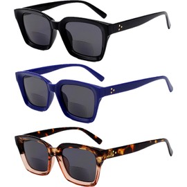 Yogo Vision Bifocal Reading Sunglasses for Women-Classic, Trendy Retro Style UV400 Sun Protection Outdoors Readers Eyewear With Pouch .00 Blue, Black, Brown Havan Top Brown Bottom 1