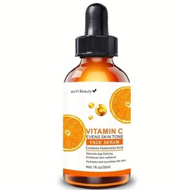 Vitamin-C-Serum für das Gesicht 20% mit Hyaluronsäure und Ferulasäure, Natürliche Bio-Hautpflege für Aknenarben, Falten, verblasste dunkle Flecken, Altersflecken, Sonnenschäden