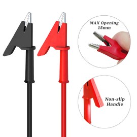 Cleqee 2PCS Alligator Clips Test leads Double Ended Crocodile Clip 1M Test Cable, 1000V 15A, Red Black