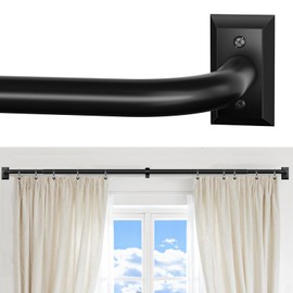 ZYRW Black Curtain Rods, Room Darkening Rod for Windows 48 to 90 Inches(4-7.5Ft), Wrap Around Curtain Rods, Heavy Duty Blackout Drapery,Modern Decorative Window Treatment Rod, Matte Black