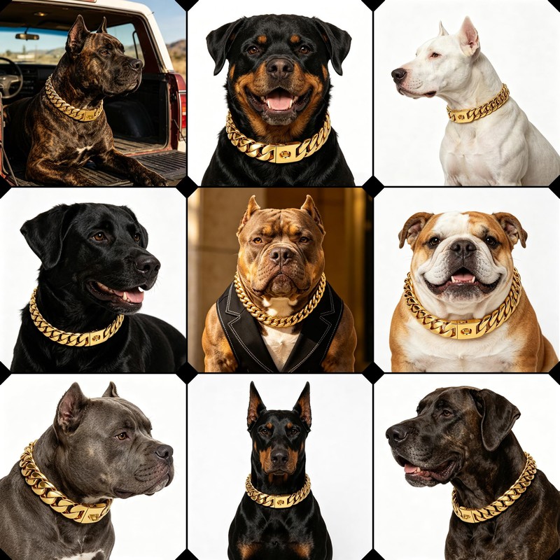 Heavy Duty Dog Collars for Large Dogs, 32mm Thick Cuban