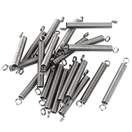 sourcing map Extension Spring - 0.45mm Wire Dia, 3.9mm OD, 28mm Free Length Spring Steel Small Dual Hook Tension Spring 20pcs