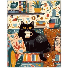 Qiukoo Paint by Numbers Adult Cat, Paint by Numbers, DIY Cat with Brushes and Acrylic Paints, Hand Painted Oil Painting Canvas for Home Decor (40 x 50 cm)