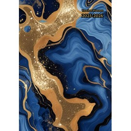 Teacher Planner 10 Periods A4: Blue and Gold - Vertical Week To View With Register and ... Dated August To July - Academic Year Lessons Diary And ... Non Ring Binder - Gift For Uk Men and Women.