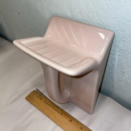 Unbranded Vintage Ceramic Tile-In Bathroom Pastel Pink Gloss Soap Dish Thinset Handle