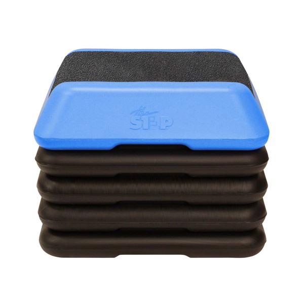 The Step (Made in USA) High Step Aerobic Platform with Blue Aerobic Platform and 4 Black Risers