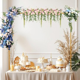 Soporte para barra de mesa con abrazaderas para decoraciones, ajustable de 30 a 47 pulgadas, altura de 34 a 98 pulgadas de largo, soporte para arco de globo para colgar para boda