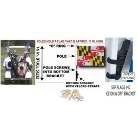 MARYLAND Golf Cart Flag with SSP Flags EZ On & Off Bracket