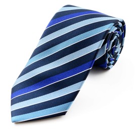 MICHIKO LONDON Brand Necktie, Made in Japan, 100% Silk, Jacquard Woven Pattern, Striped, C Pattern: Navy