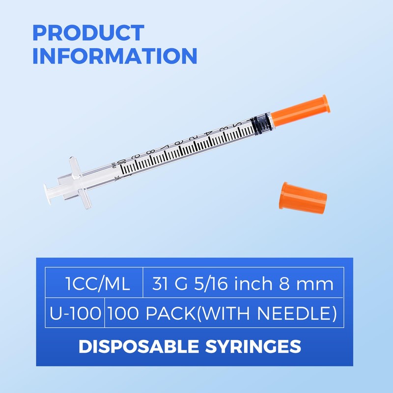 1 ML 31G 5/16 in (8 mm) Syringe, Disposable Individually