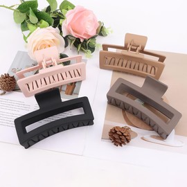 Hair Clips for Women Large & Medium Size Laurel Big Claw Clip for Girls Thick & Thin Hair Accessories for Women Girls Brown Black, 4 Pack