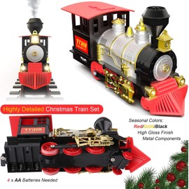 Jumbo 20-Piece Christmas Train Set with Realistic Sound Effects, Working Headlights, Easy to Assemble, Perfect for Festive Decor and Play
