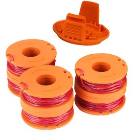 0.065” WA0010 Replacement Trimmer Spool Line for Worx WG154 WG163 WG160 WG180 WG175 WG155 WG151 String Trimmer Weed Eater (6 Spools + 1 Cap) by TOPEMAI