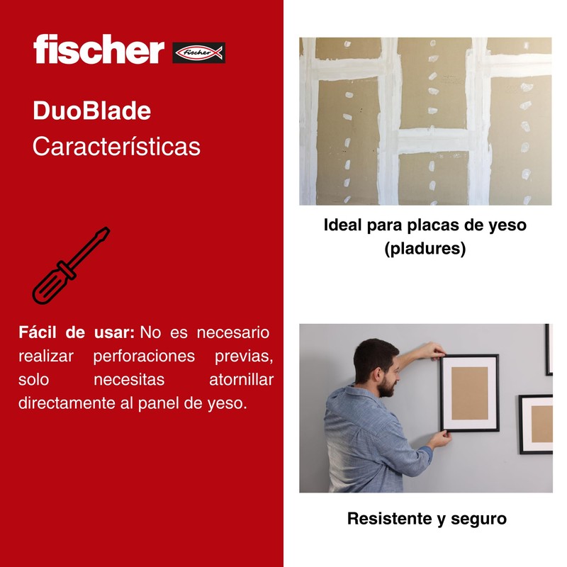 fischer DuoBlade Self Drilling Plasterboard Fixing Strong Dowels for Easy