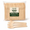 MAR Wooden Forks 100 Pack Disposable Cutlery Compostable for Parties