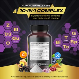GUDOMET Elderberry Quercetin Bilberry Turmeric Tart Cherry Ginger Vitamin C Vitamin D3 Zinc Black Pepper -150 Capsules- Made in USA