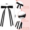 6Pcs Hair Bow Ribbon for Women Girls Black White Tassel