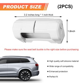 SHMZK 2PCS Car Seat Belt Buckle Covers, Anti-Scratch Silicone Seatbelt Clip Protective Cover for Car Safety, Universal Seat Belt Buckle Protector for Most Vehicles, Car Accessories (White)