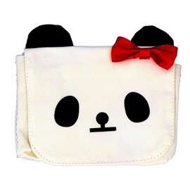 Twin Canvas Panda Clip Pocket B 15x12cm