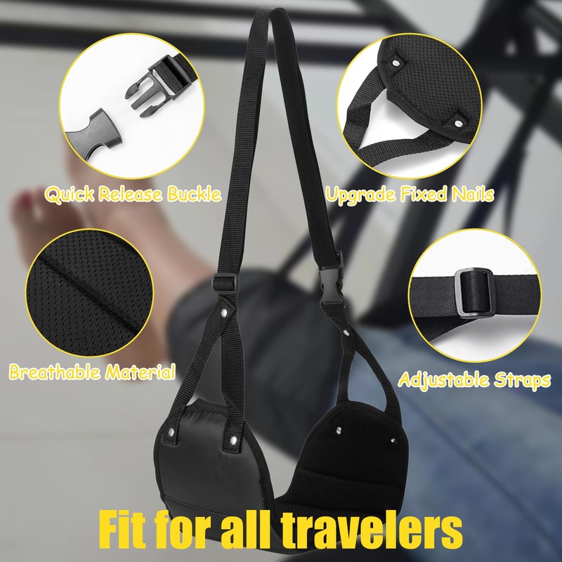 Aeroplane Footrest Hammock - Adjustable Travel Foot Hammock for Flight,