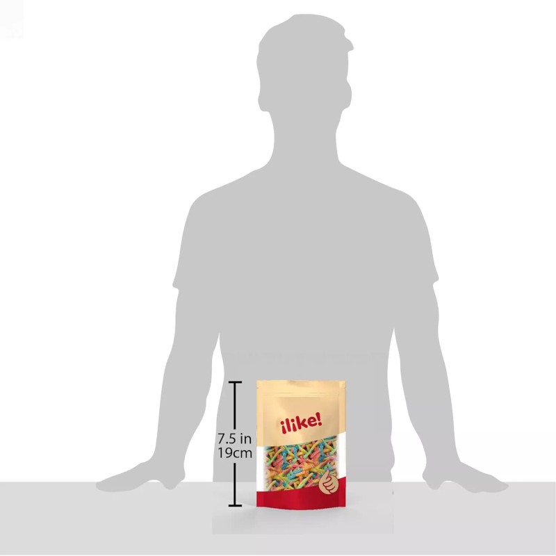 iLike! Sour Neon Gummy Worms Candy, Assorted Fruit Flavors, 2-Pound