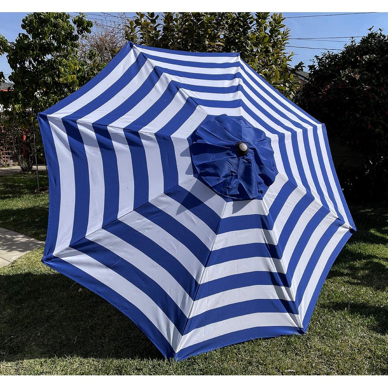 BELLRINO DECOR 9ft 8 Ribs Replacement Royal Blue/White Stripe STRONG