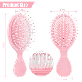 NICEMOVIC Mini Wet Hair Brush 2 Pack, Bridesmaid Gifts Party Favors Stocking Stuffer, Travel Hair Brush for Kids Baby Toddler Women Girls, Small Travel Size Mini HairBrush for Purse Essentials (Pink)
