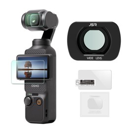 Magnetic Wide-Angle Lens Filter + Tempered Glass LCD Display Film for Osmo Pocket 3，Wide Angle Lens Filter Compatible with DJI Pocket 3 Accessories, Screen Protector（HD, 9H Hardness Screen Protector）