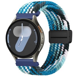 Magnetic Braided Strap Compatible with Galaxy Watch 7 6 5 4 Band 40mm 44mm, Galaxy Watch FE 40mm, 20mm Soft Replacement Band for Galaxy Watch 7 6 5 4 Women Men (Ocean Blue)