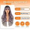 Vomella Ombre Purple Gray Wig with Bangs 26 Inch Long