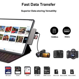 Adapter for iPad Pro USB C Hub M4 M2 M1/iPad Air 4/5/6/iPad Mini 6, 7in1 Adapter with 4K HDMI,3.5mm Jack,USB3.0,PD 100W,SD/TF,USB-C 3.0 Data,iPad Accessories