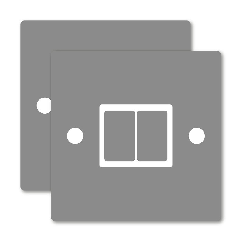 Pack of 2 Plain Silver Light Switch Single or Double