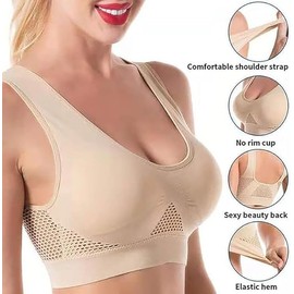 2024 New Upgrade Breathable Cool Liftup Air Bra， Mesh Breathable Sports Bras for Women - Comfortable, Breathable & Full Support - Large Size Options Available (UK, Alpha, XL, Regular, Regular, Black)
