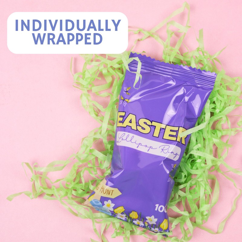 2025 Easter Candy 3D Lollipop Rings, Individually Wrapped Bunny Chick
