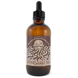 Woodlands Beard Co. Argan & Almond Pure Beard Oil - Unscented, Natural and Organic from (4oz)