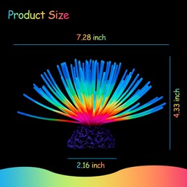 WishLotus Glowing Fish Tank Decor, Colourful Simulation Glowing Effect Sea Urchin Ball Fish Tank Ornament Artificial Silicone Coral Aquarium Glow Decorations for Aquarium Landscape Decor (M, Blue)