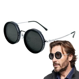 FEISEDY B1332 9 Adjustable Sunglasses, Polarized Round, UV400, UV Protection, Glass Lens, 1-9 Levels, Adjustable Lenses, Unisex,, Silver
