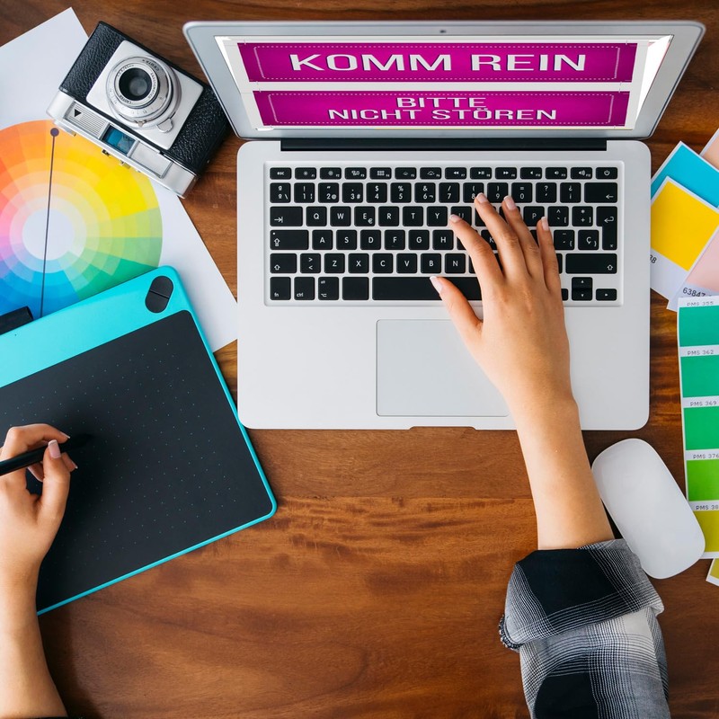 Pink Reversible Sign with Cord "Bitte nicht stören - Komm