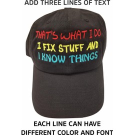 Custom Embroidered Fitted Hat Sizes from 6 7/8 to 8 1/4 (Fitted Black)