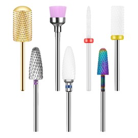 Pack of 7 Nail Drill Bits HEYMKGO Electric Nail Drill Kit 3/32 Inch Conical Barrel and Cone Shape Carbide Nail Drill Bits for Acrylic Gel Nail Manicure File Pedicure Tools