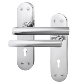 EAI Chrome Door Handles for Key Lock | 1 Pair of Polished Chrome Internal T-Bar Handles on Backplate | Oliena Range