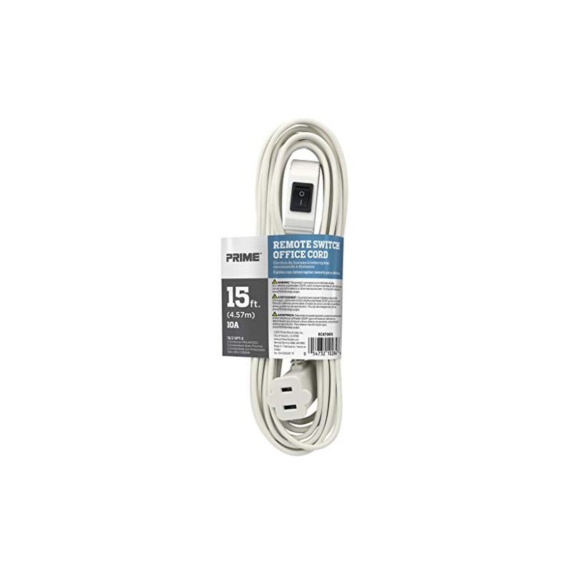 Prime EC870615 15-Foot 16/2 SPT-2 Remote Switch Cord, White