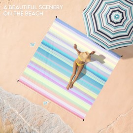 BYDOLL Beach Blanket 78''X81'' Waterproof Sandproof Suits1-4 Adults Oversized Lightweight Large Blanket Picnic Mat for Beach Sand Free Travel Camping Hiking Picnic